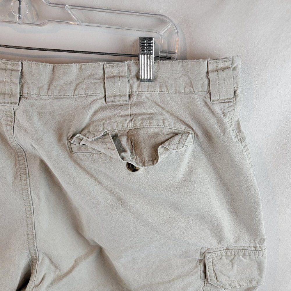 LL Bean Pants Mens 40x27 Beige Cream Cargo Cotton Tropic Weight Workwear Outdoor